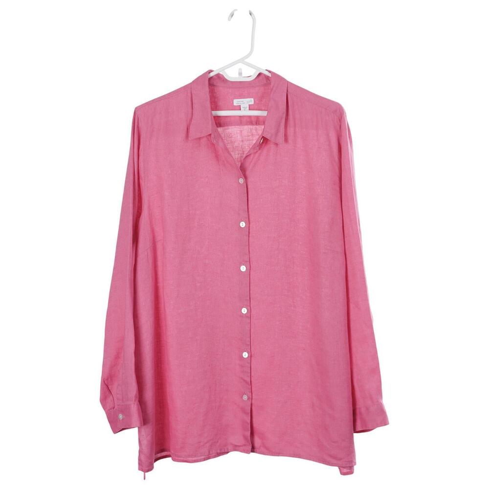J. Jill Essential Shirt XL Pink Love Linen Long Sleeve Button Up Collared